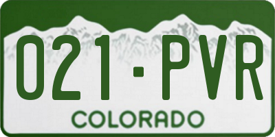 CO license plate 021PVR