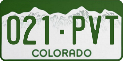 CO license plate 021PVT