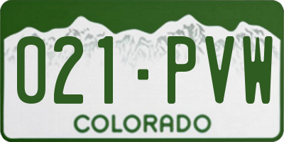 CO license plate 021PVW