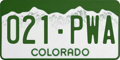 CO license plate 021PWA