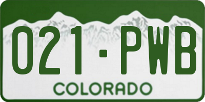 CO license plate 021PWB