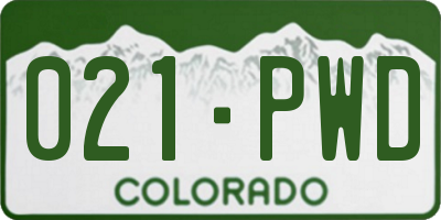CO license plate 021PWD