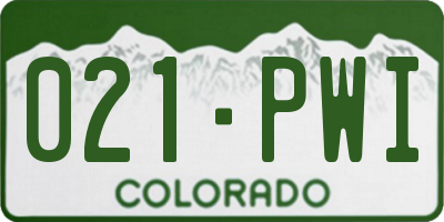CO license plate 021PWI