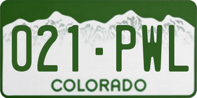 CO license plate 021PWL