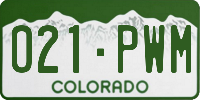 CO license plate 021PWM