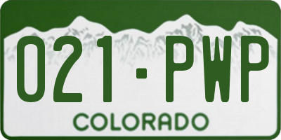 CO license plate 021PWP