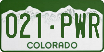 CO license plate 021PWR