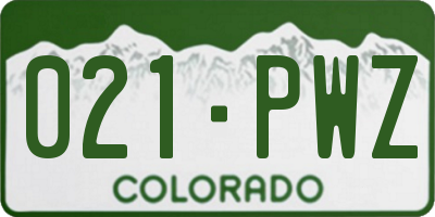 CO license plate 021PWZ