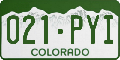 CO license plate 021PYI