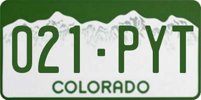 CO license plate 021PYT