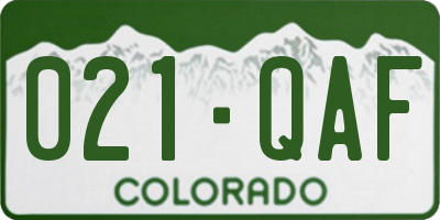 CO license plate 021QAF