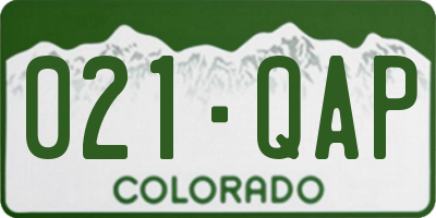 CO license plate 021QAP