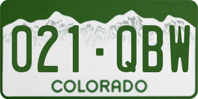 CO license plate 021QBW