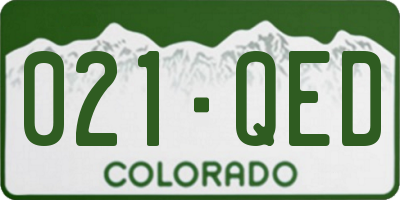 CO license plate 021QED