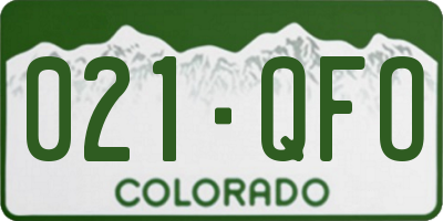 CO license plate 021QFO