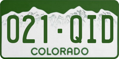 CO license plate 021QID