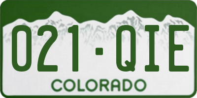 CO license plate 021QIE