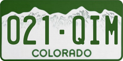 CO license plate 021QIM