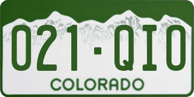CO license plate 021QIO