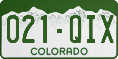 CO license plate 021QIX