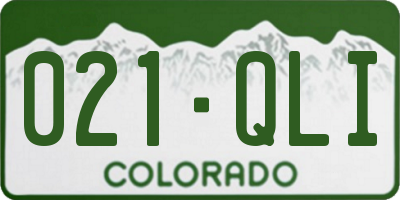 CO license plate 021QLI