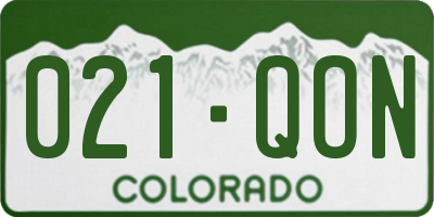 CO license plate 021QON