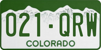 CO license plate 021QRW