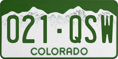 CO license plate 021QSW