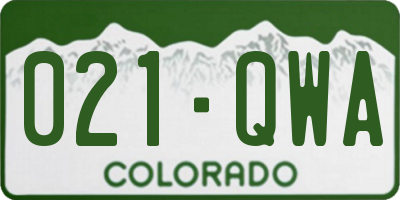 CO license plate 021QWA