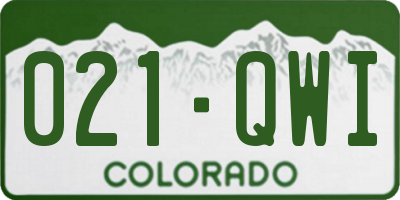 CO license plate 021QWI