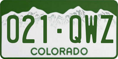 CO license plate 021QWZ