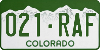 CO license plate 021RAF