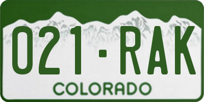 CO license plate 021RAK