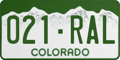 CO license plate 021RAL
