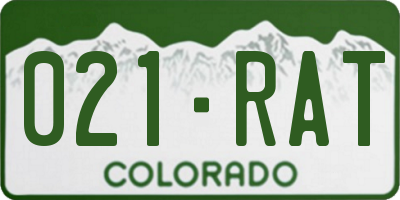 CO license plate 021RAT
