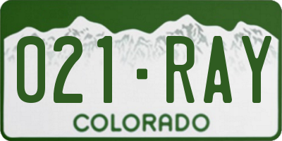 CO license plate 021RAY
