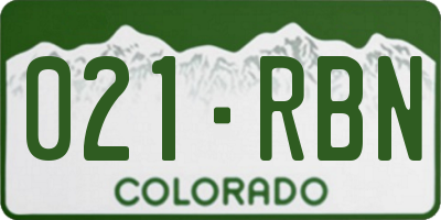 CO license plate 021RBN