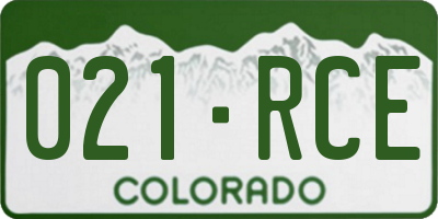 CO license plate 021RCE