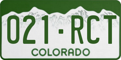 CO license plate 021RCT