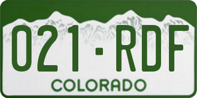 CO license plate 021RDF