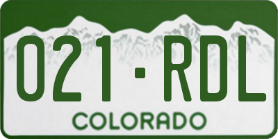 CO license plate 021RDL