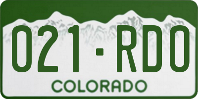 CO license plate 021RDO