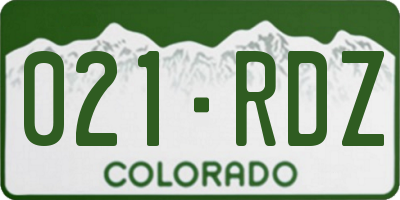 CO license plate 021RDZ