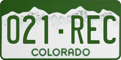 CO license plate 021REC