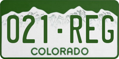CO license plate 021REG