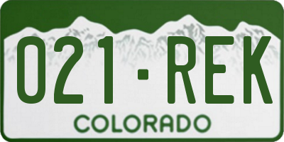 CO license plate 021REK