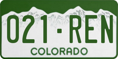 CO license plate 021REN