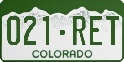 CO license plate 021RET
