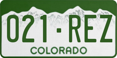 CO license plate 021REZ