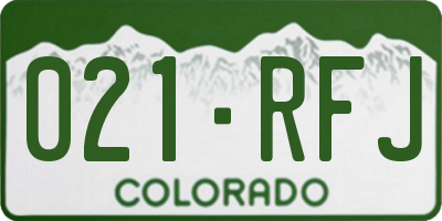 CO license plate 021RFJ